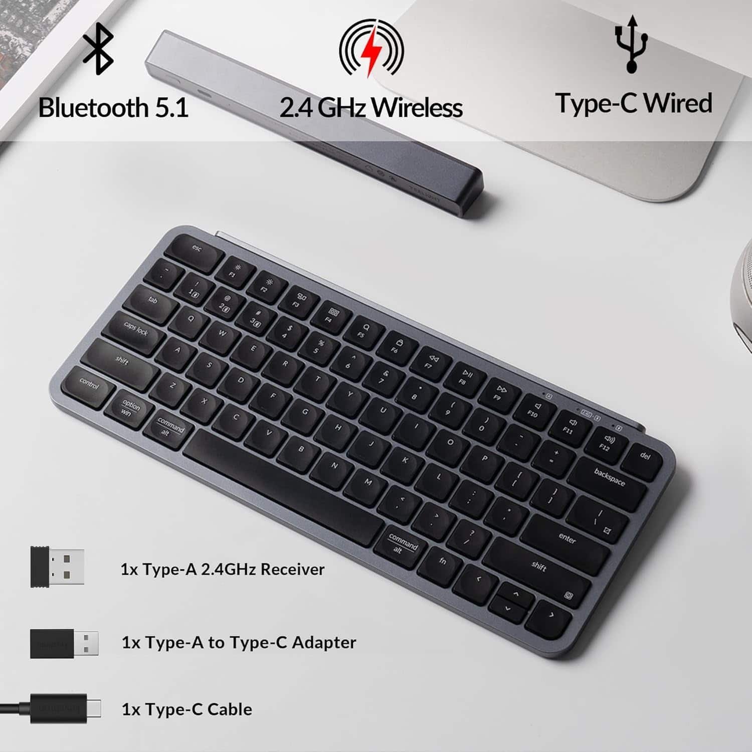 Keychron B1 Pro 75% Wireless Keyboard – Programmable ZMK Support, Space Gray - Image 2