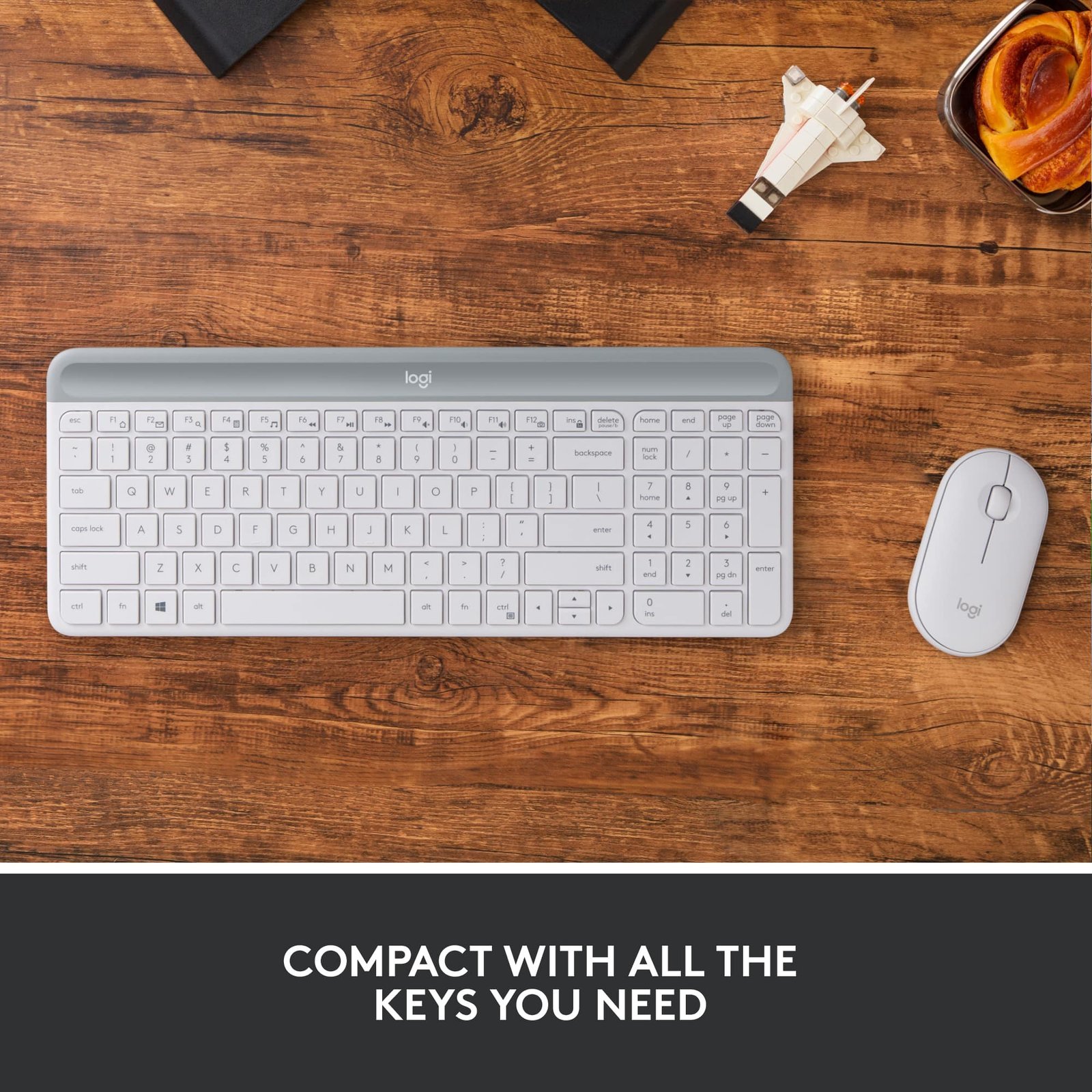 Logitech MK470 Wireless Keyboard & Mouse Combo – Full-Size Scissor Keyboard, Quiet Clicks, Off-White