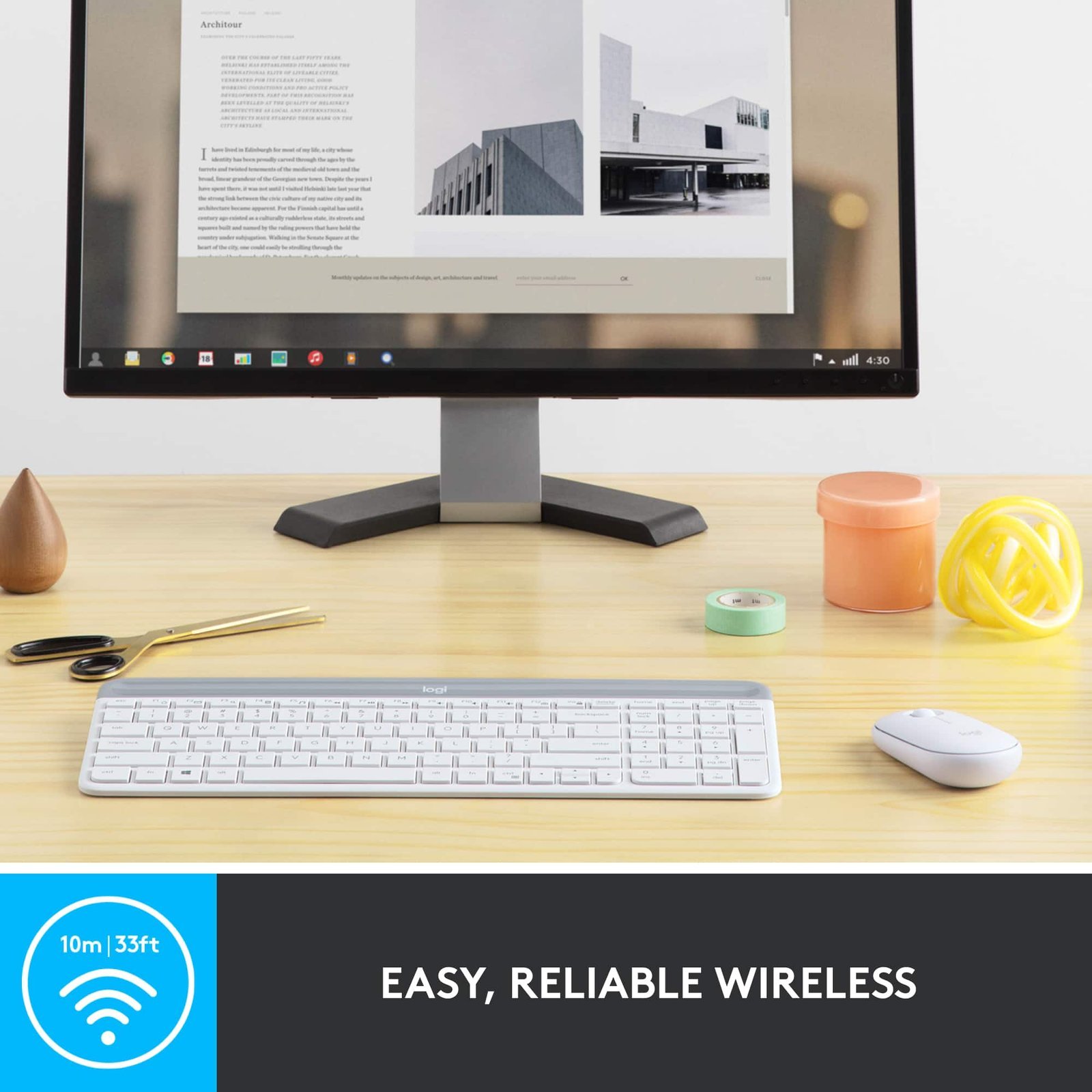 Logitech MK470 Wireless Keyboard & Mouse Combo – Full-Size Scissor Keyboard, Quiet Clicks, Off-White - Image 3