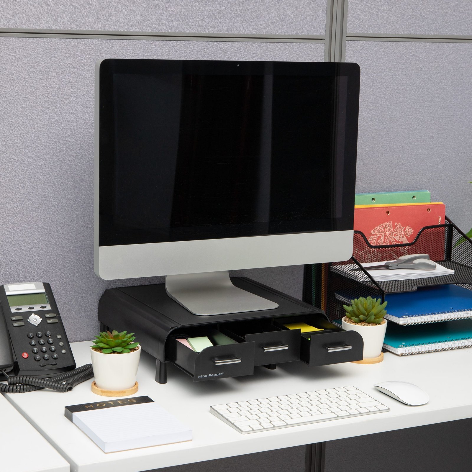 Mind Reader Monitor Stand & Laptop Riser – Desktop Organizer with Storage Drawer - Image 2