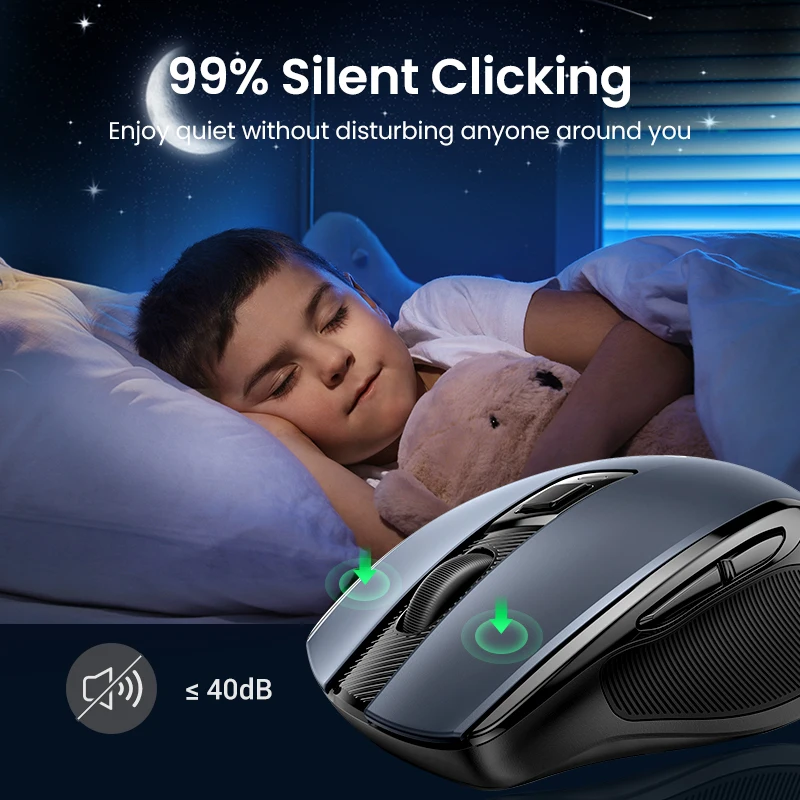 UGREEN Wireless Ergonomic Mouse – Bluetooth 5.0 + 2.4G, 4000 DPI, 6 Buttons - Image 4