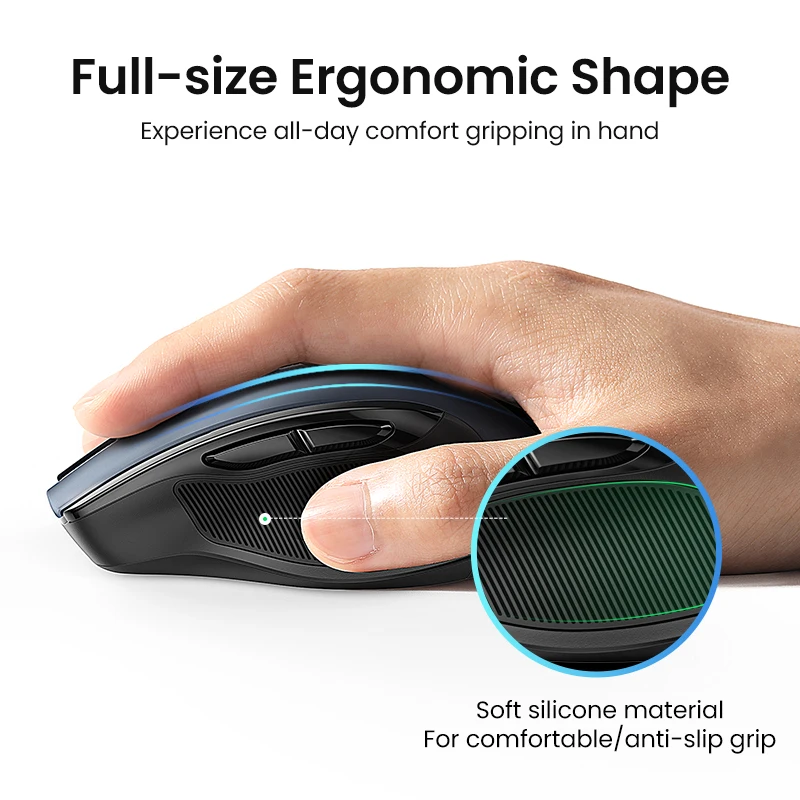 UGREEN Wireless Ergonomic Mouse – Bluetooth 5.0 + 2.4G, 4000 DPI, 6 Buttons - Image 2