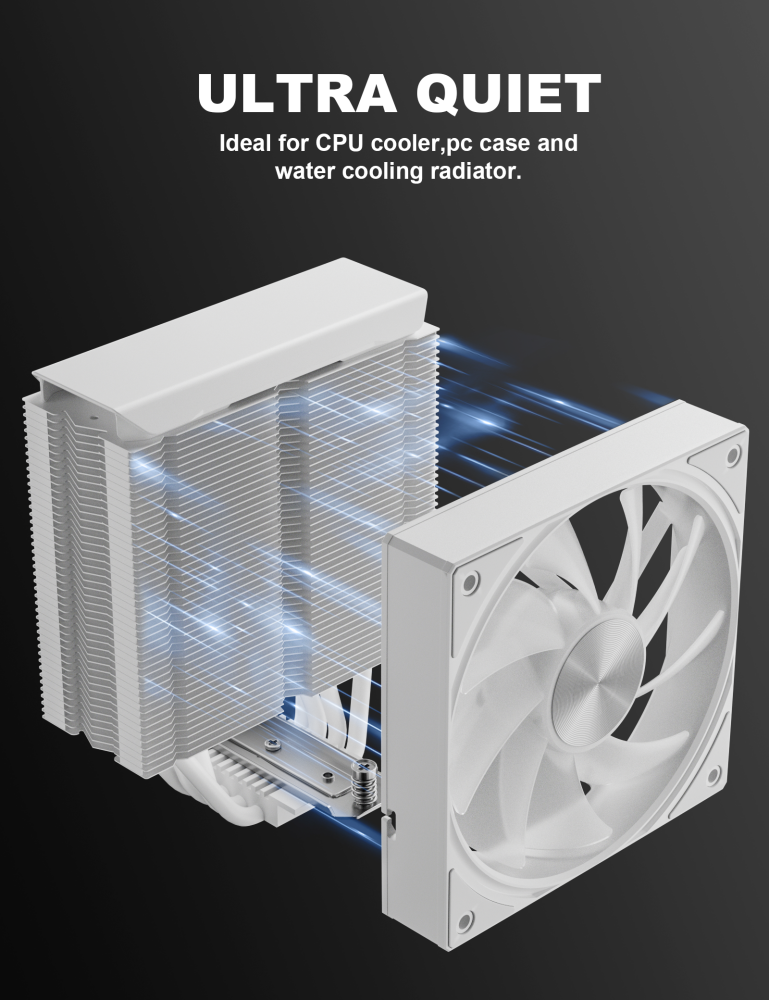 UpHere 120mm ARGB PWM PC Case Fan – 5V 3-Pin, Quiet Cooling, 1650 RPM - Image 4