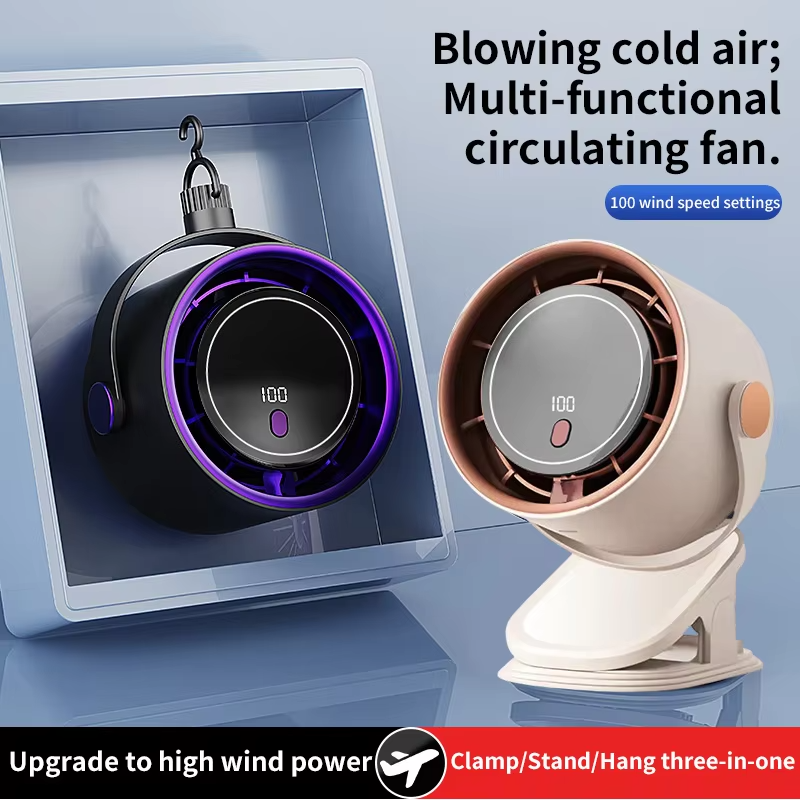 3-in-1 Clip, Table & Wall-Mount Turbo Fan – 100 Speeds, 15m Air Throw, Rechargeable - Image 4