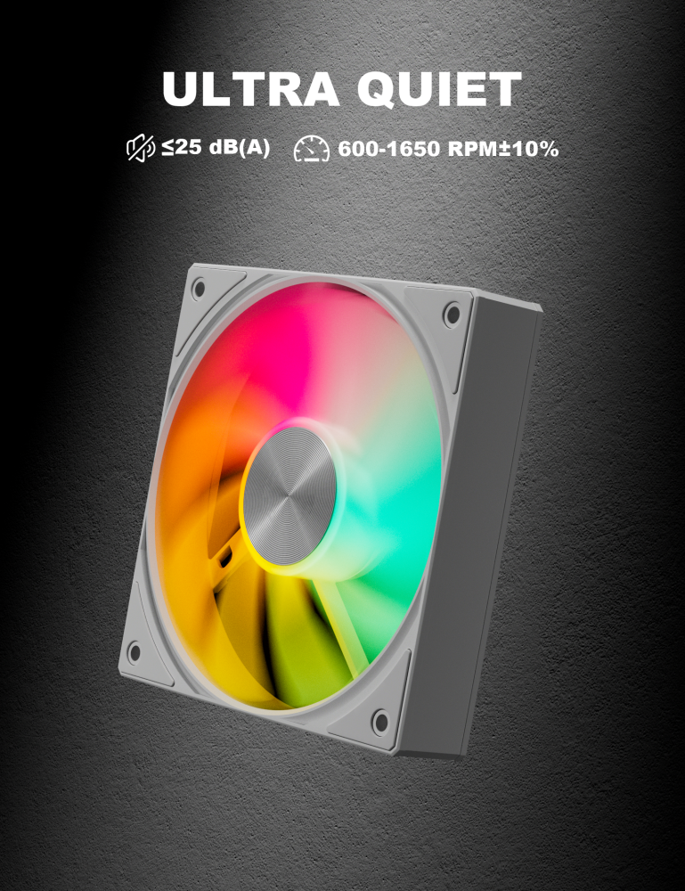 UpHere 120mm ARGB PWM PC Case Fan – 5V 3-Pin, Quiet Cooling, 1650 RPM - Image 2
