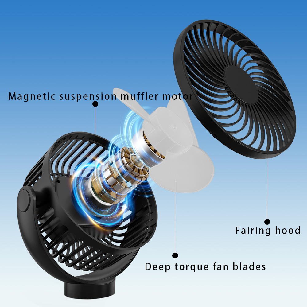 Magnetic Rechargeable 6-Inch USB Cooling Fan – 12000mAh Battery, Portable Desk & Outdoor Fan - Image 3