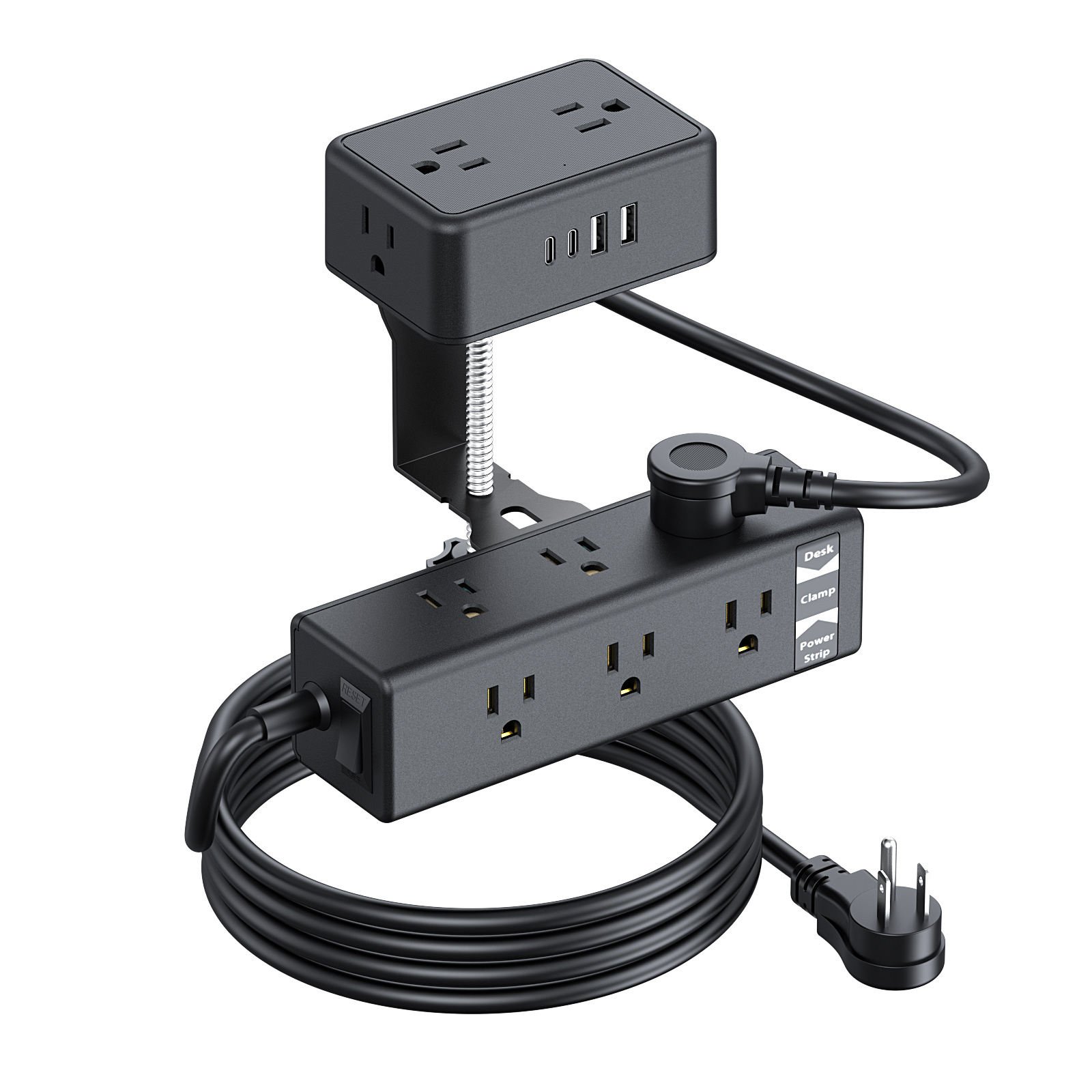 Dual-Layer Desktop Surge Protector – 13 AC Outlets & 4 USB Ports with 2 USB-C Ports