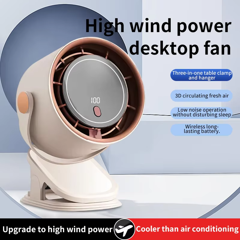 3-in-1 Clip, Table & Wall-Mount Turbo Fan – 100 Speeds, 15m Air Throw, Rechargeable - Image 3