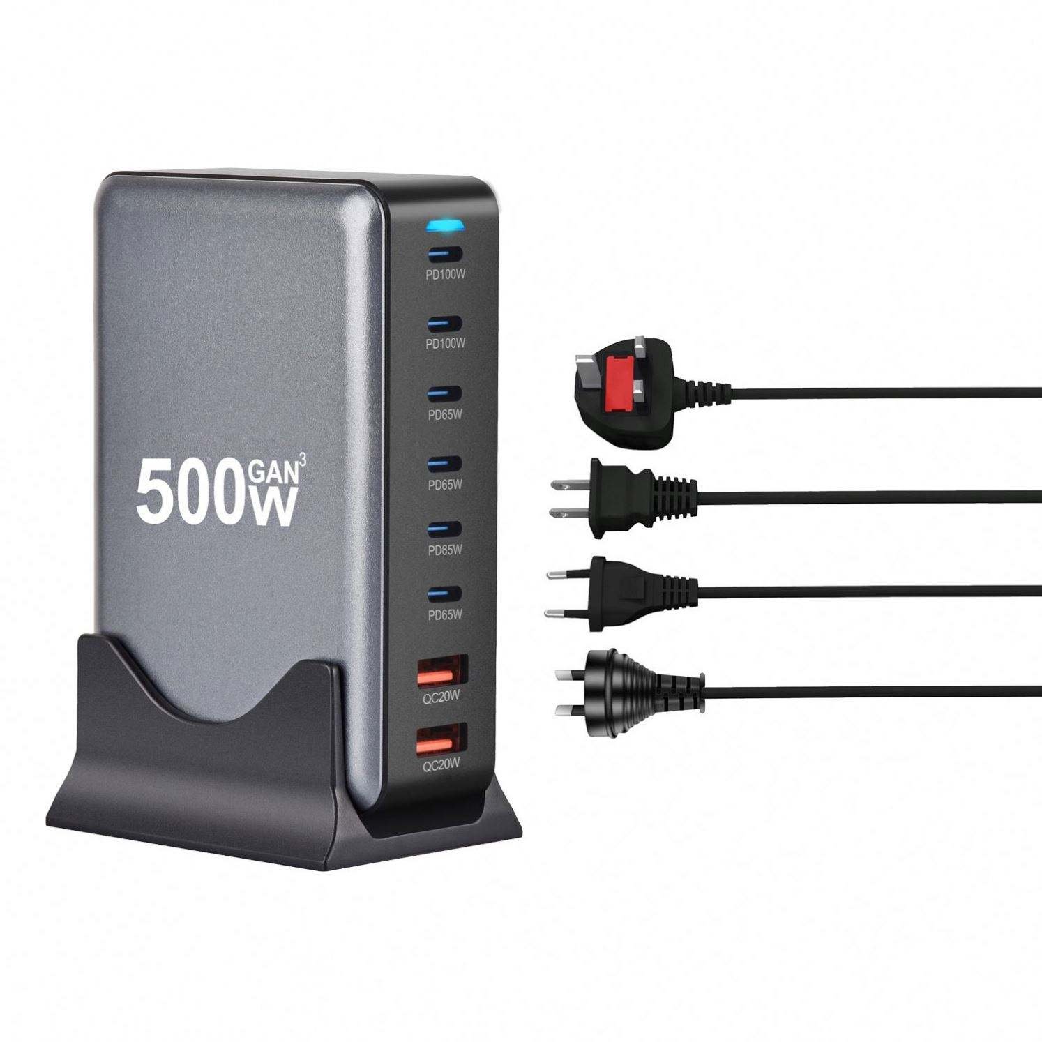 500W Fast Charging Station – 8-Port USB Charger with PD 3.0 & Quick Charge 3.0 - Image 2