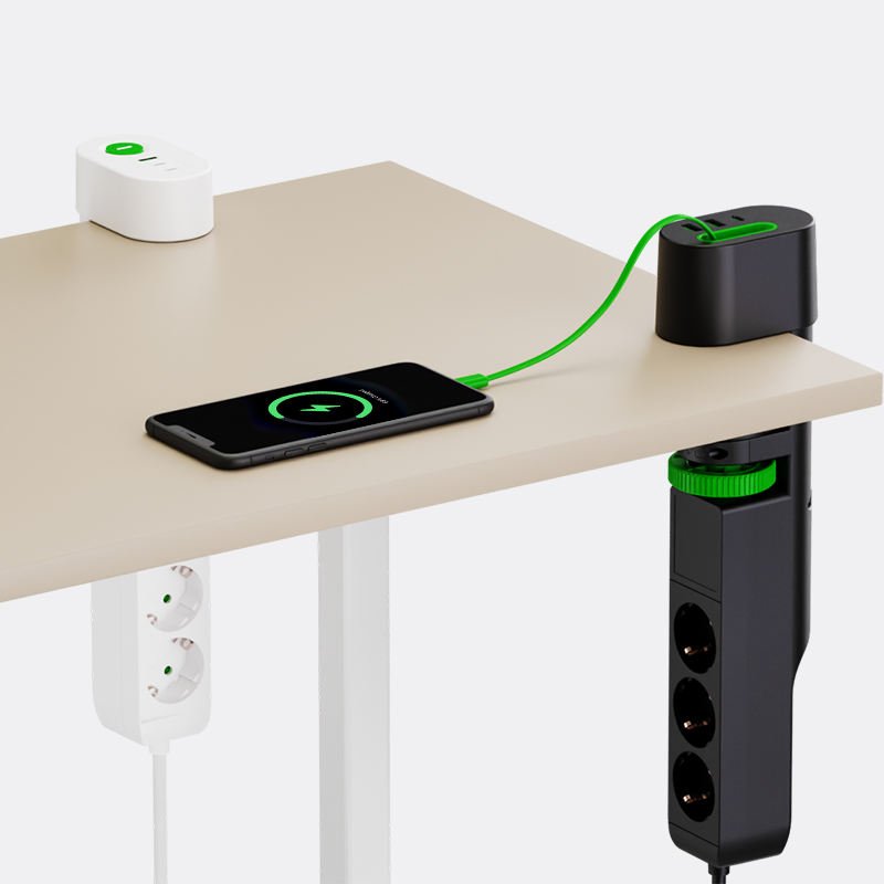 Drill-Free Desktop Power Socket – 3 AC Outlets with USB Charging for Home & Office - Image 3