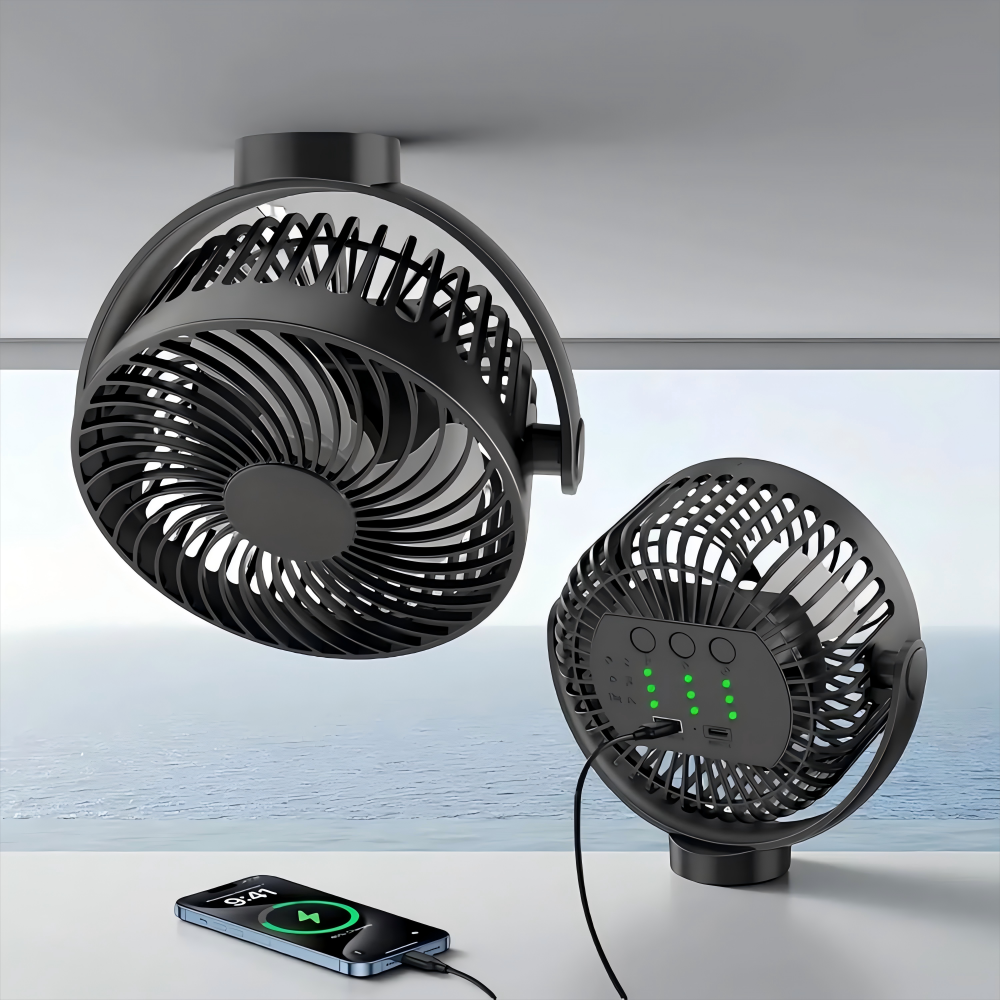 Magnetic Rechargeable 6-Inch USB Cooling Fan – 12000mAh Battery, Portable Desk & Outdoor Fan