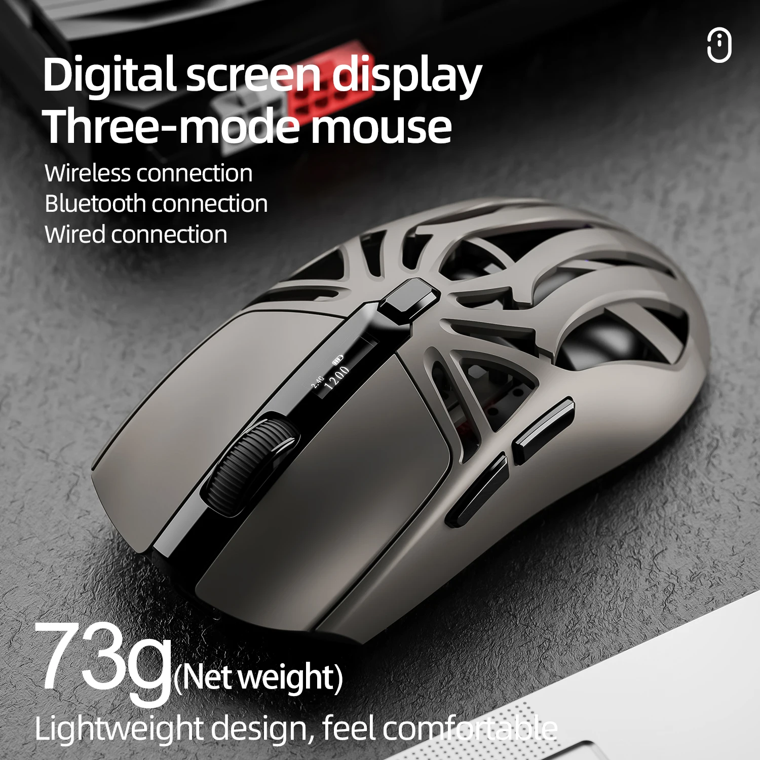 SmailWolf RS8 Tri-Mode Wireless Gaming Mouse – 2.4G + Bluetooth, Lightweight, 10000 DPI - Image 4