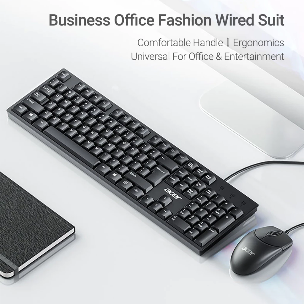 Acer K-212B Wired USB Keyboard – 104-Key Full-Size Keyboard for PC & Laptop