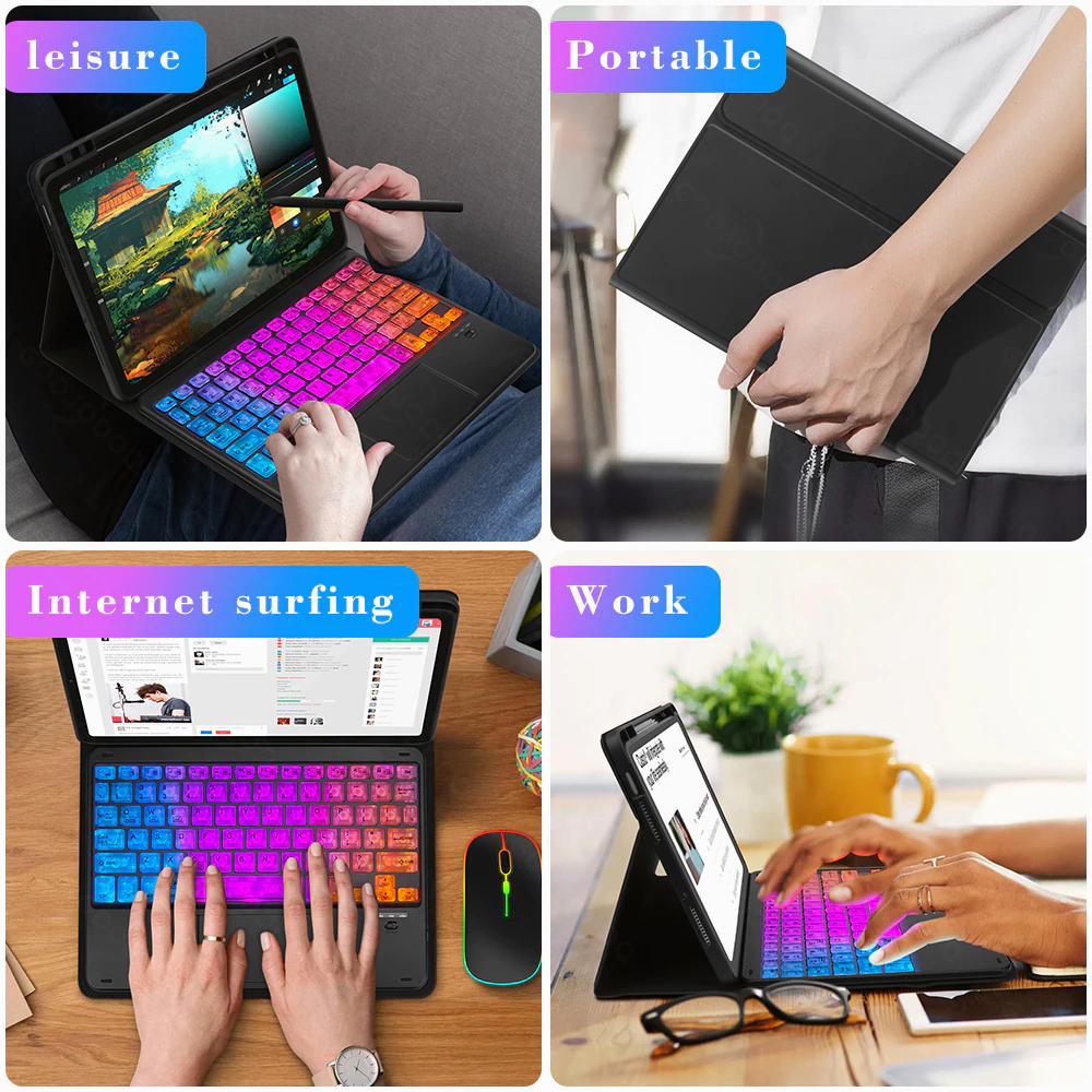 GOOJODOQ Universal Wireless Bluetooth Keyboard & Mouse Combo – Backlit - Image 3