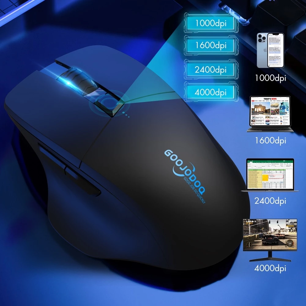 GOOJODOQ Ergonomic Wireless Mouse – 2.4GHz + Bluetooth with Scrolling Function - Image 2