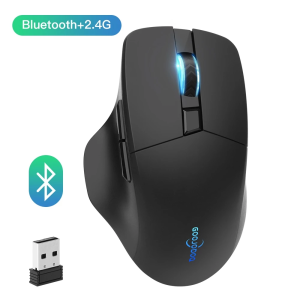 GOOJODOQ Ergonomic Wireless Mouse – 2.4GHz + Bluetooth with Scrolling Function